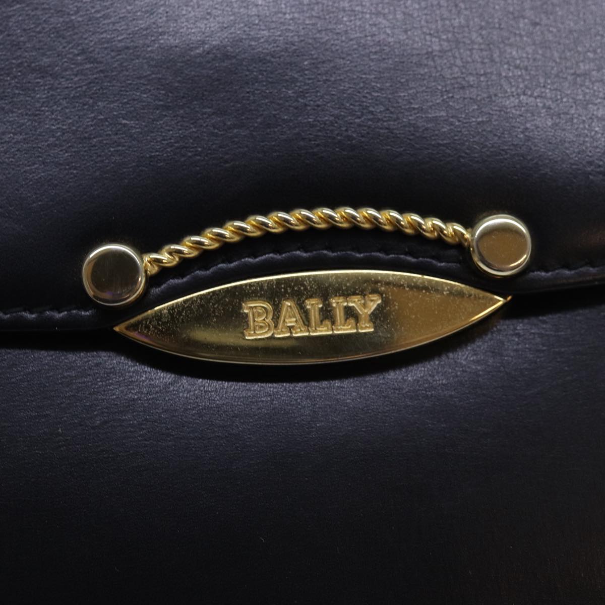 BALLY Shoulder Bag Leather Black Auth yb627