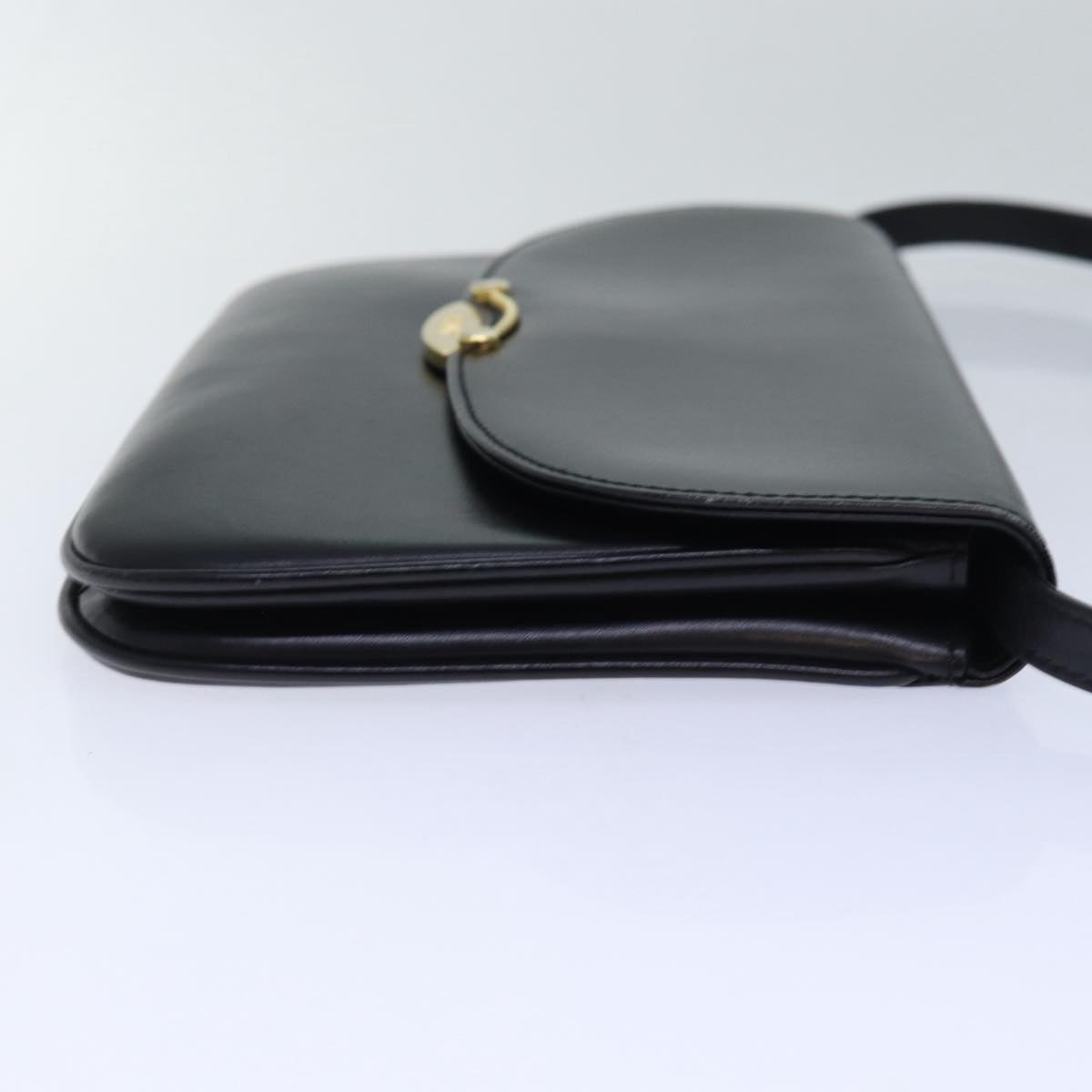 BALLY Shoulder Bag Leather Black Auth yb627