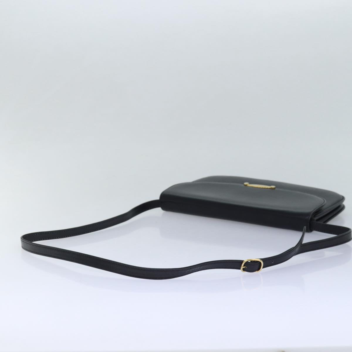 BALLY Shoulder Bag Leather Black Auth yb627