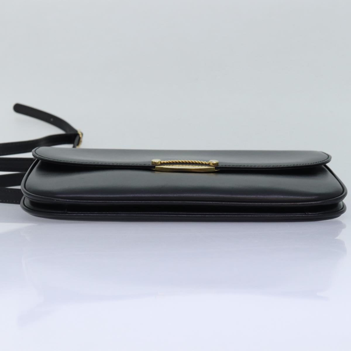 BALLY Shoulder Bag Leather Black Auth yb627