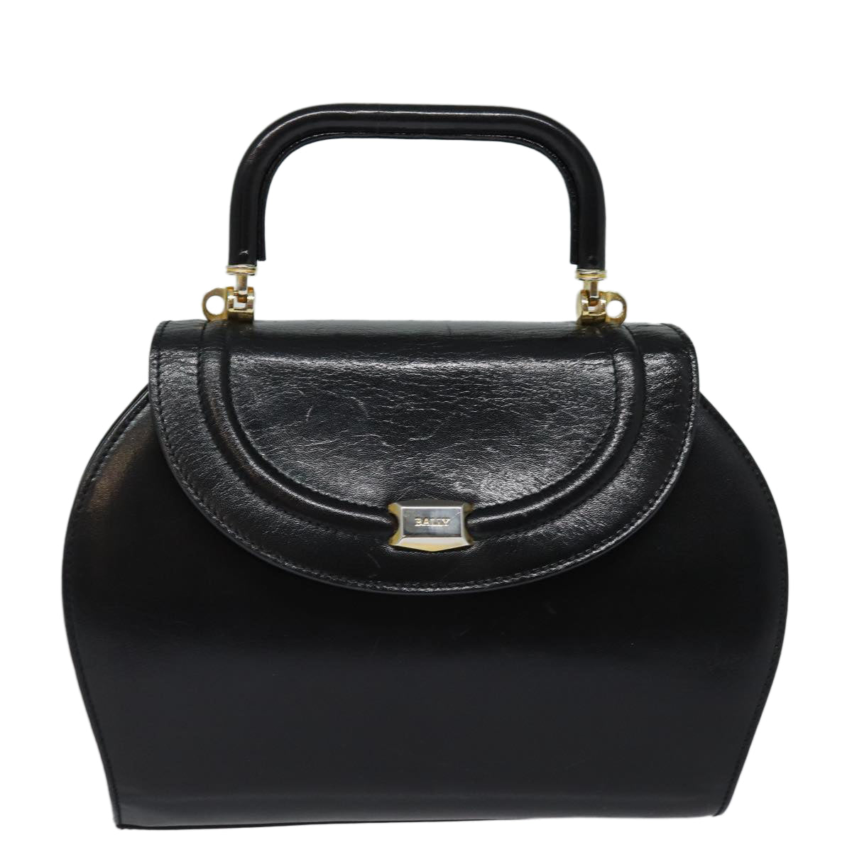 BALLY Hand Bag Leather 2way Black Auth yb628 - 0