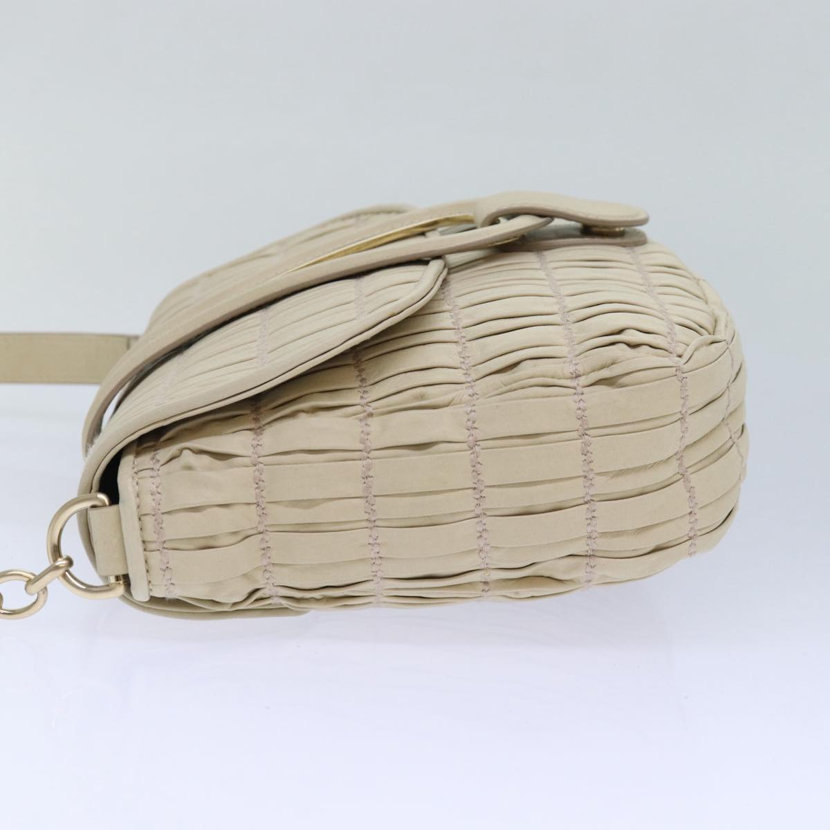 BALLY Shoulder Bag Leather Beige Auth yb629