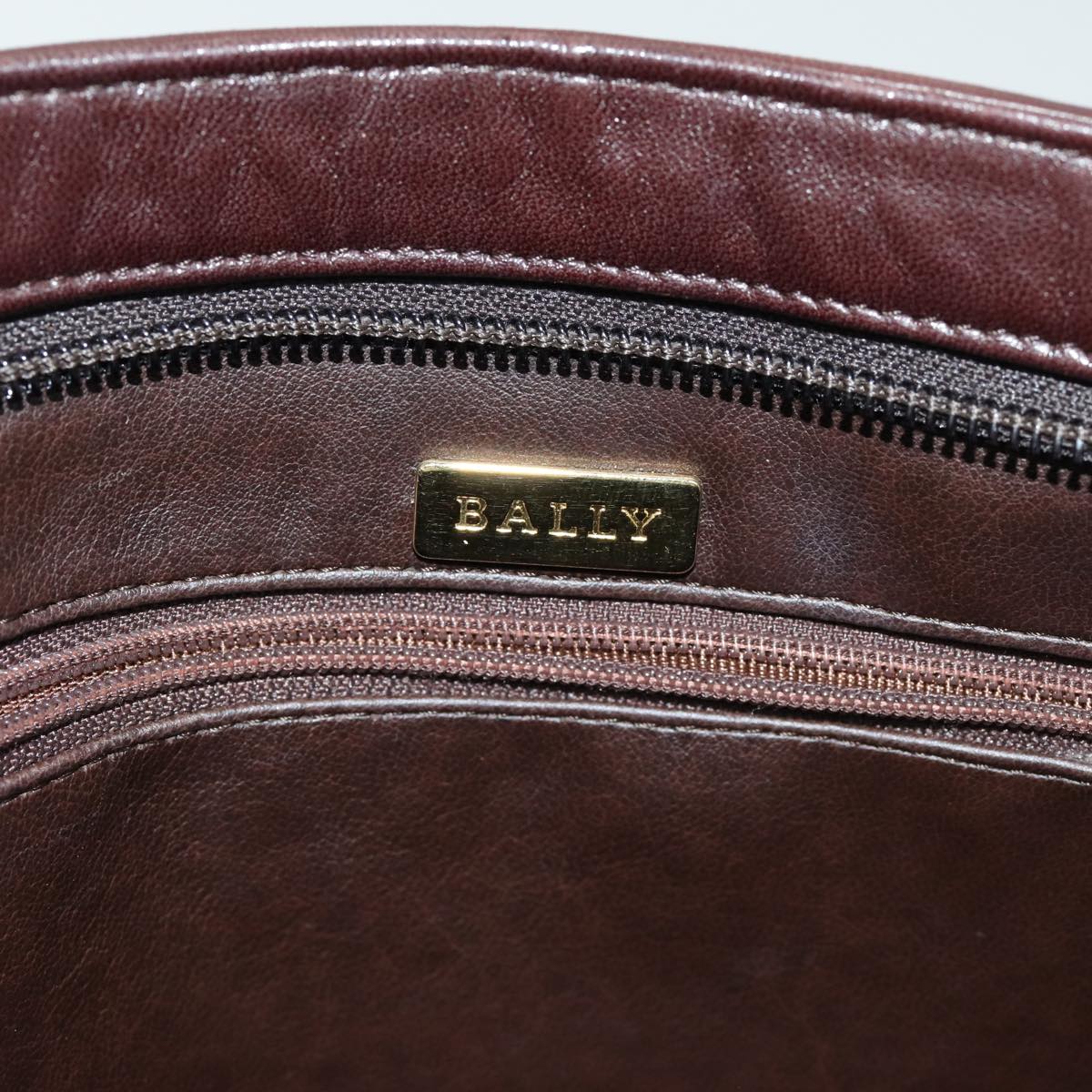 BALLY Quilted Shoulder Bag Leather Brown Auth yb630