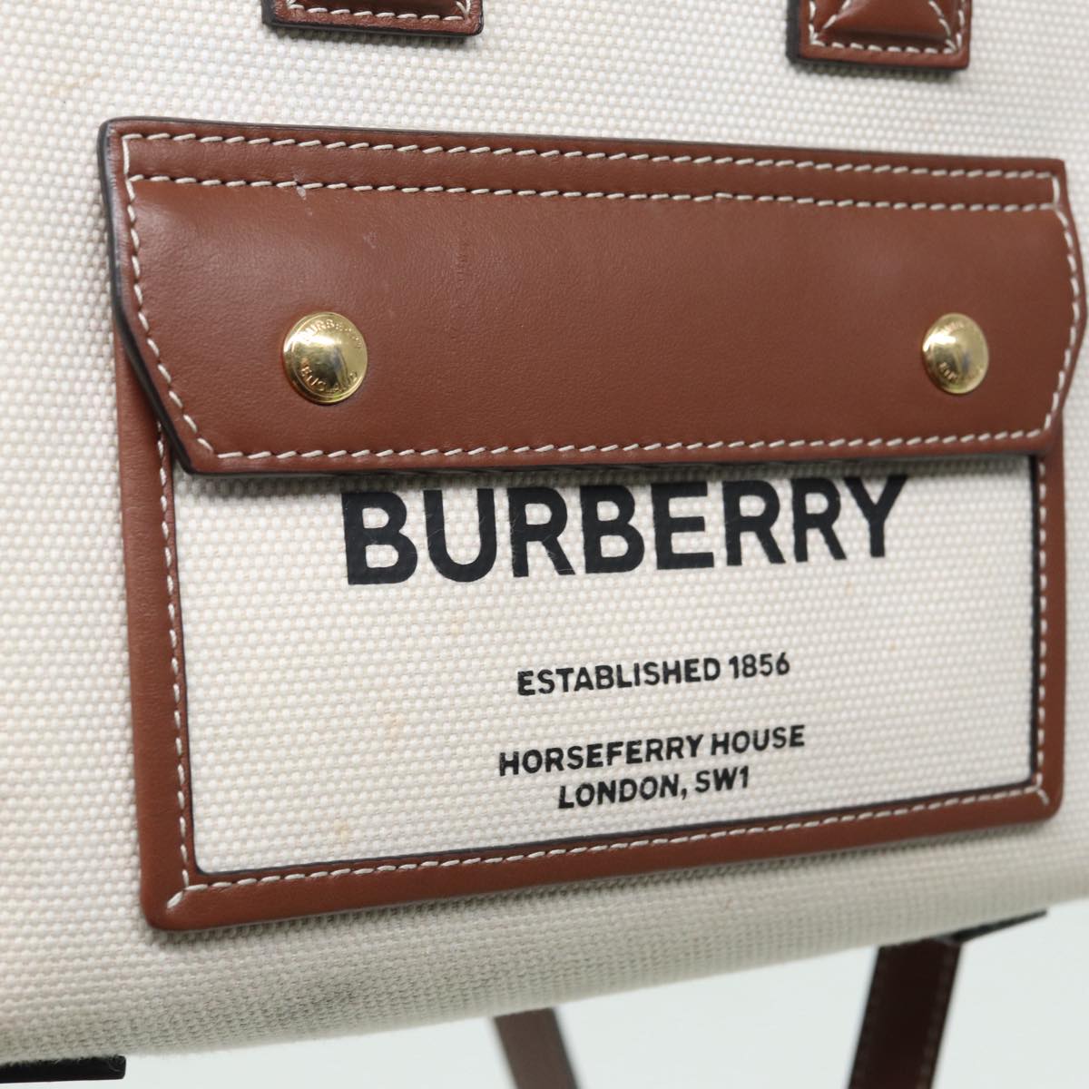 BURBERRY Hand Bag Canvas Leather Beige Auth yb635