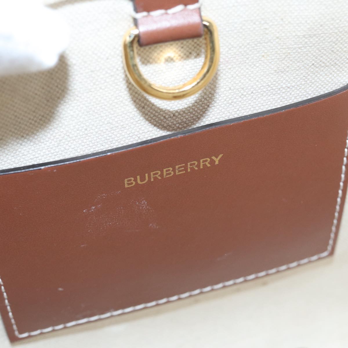 BURBERRY Hand Bag Canvas Leather Beige Auth yb635