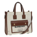 BURBERRY Hand Bag Canvas Leather Beige Auth yb635-1