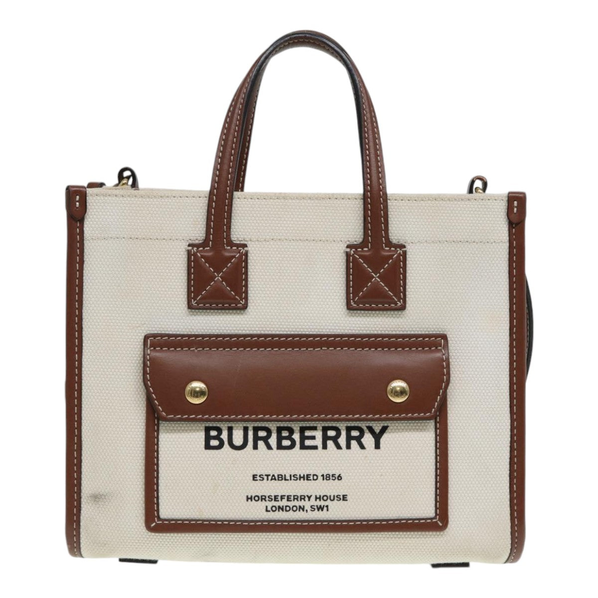 BURBERRY Hand Bag Canvas Leather Beige Auth yb635