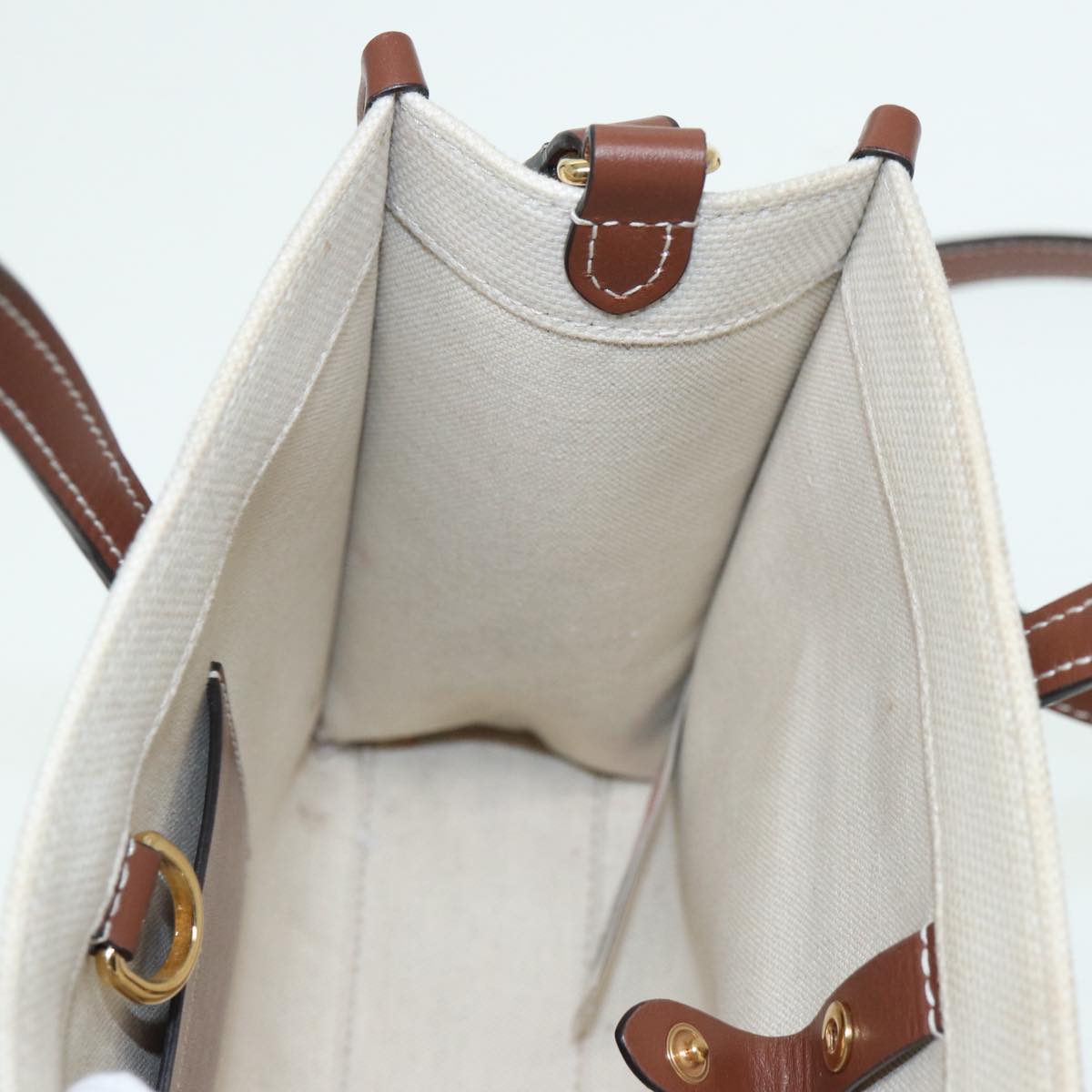 BURBERRY Hand Bag Canvas Leather Beige Auth yb635