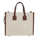 BURBERRY Hand Bag Canvas Leather Beige Auth yb635-2