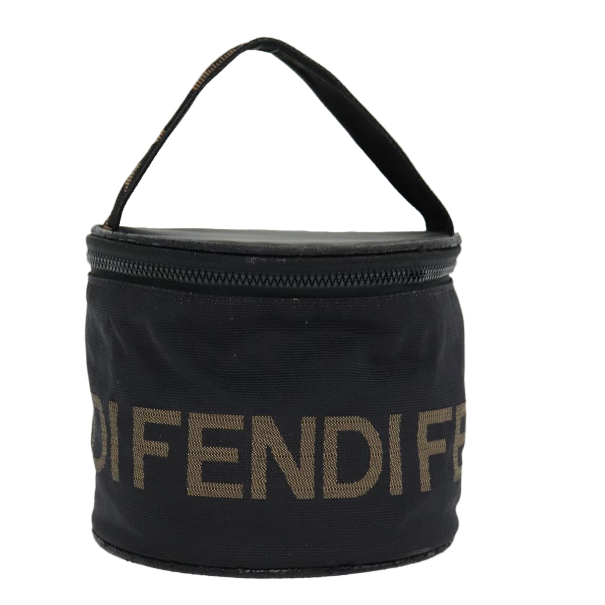 FENDI Hand Bag Canvas Brown Black Auth yb646