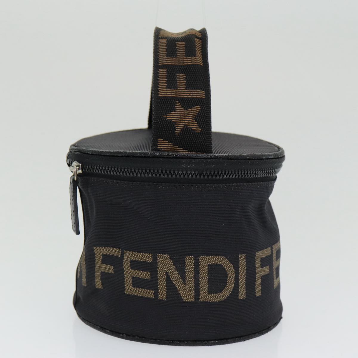 FENDI Hand Bag Canvas Brown Black Auth yb646