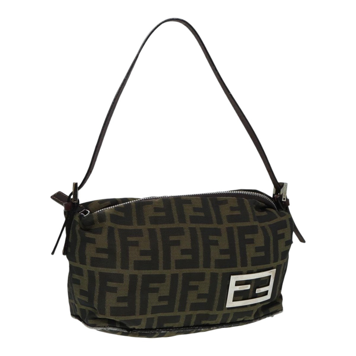 FENDI Zucca Canvas Mamma bucket Shoulder Bag Brown Black Auth yb648