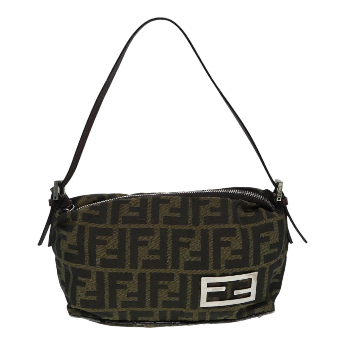 FENDI Zucca Canvas Mamma bucket Shoulder Bag Brown Black Auth yb648