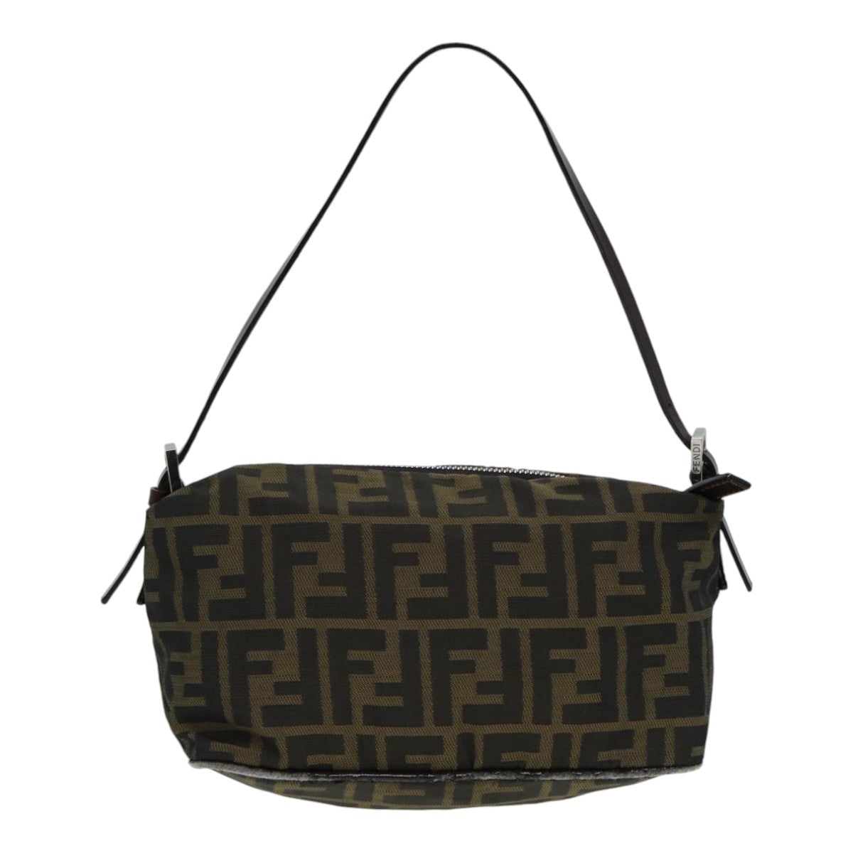 FENDI Zucca Canvas Mamma bucket Shoulder Bag Brown Black Auth yb648