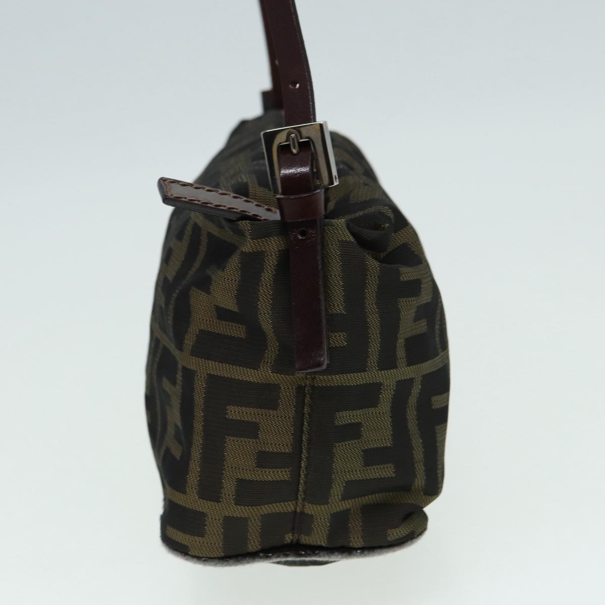 FENDI Zucca Canvas Mamma bucket Shoulder Bag Brown Black Auth yb648