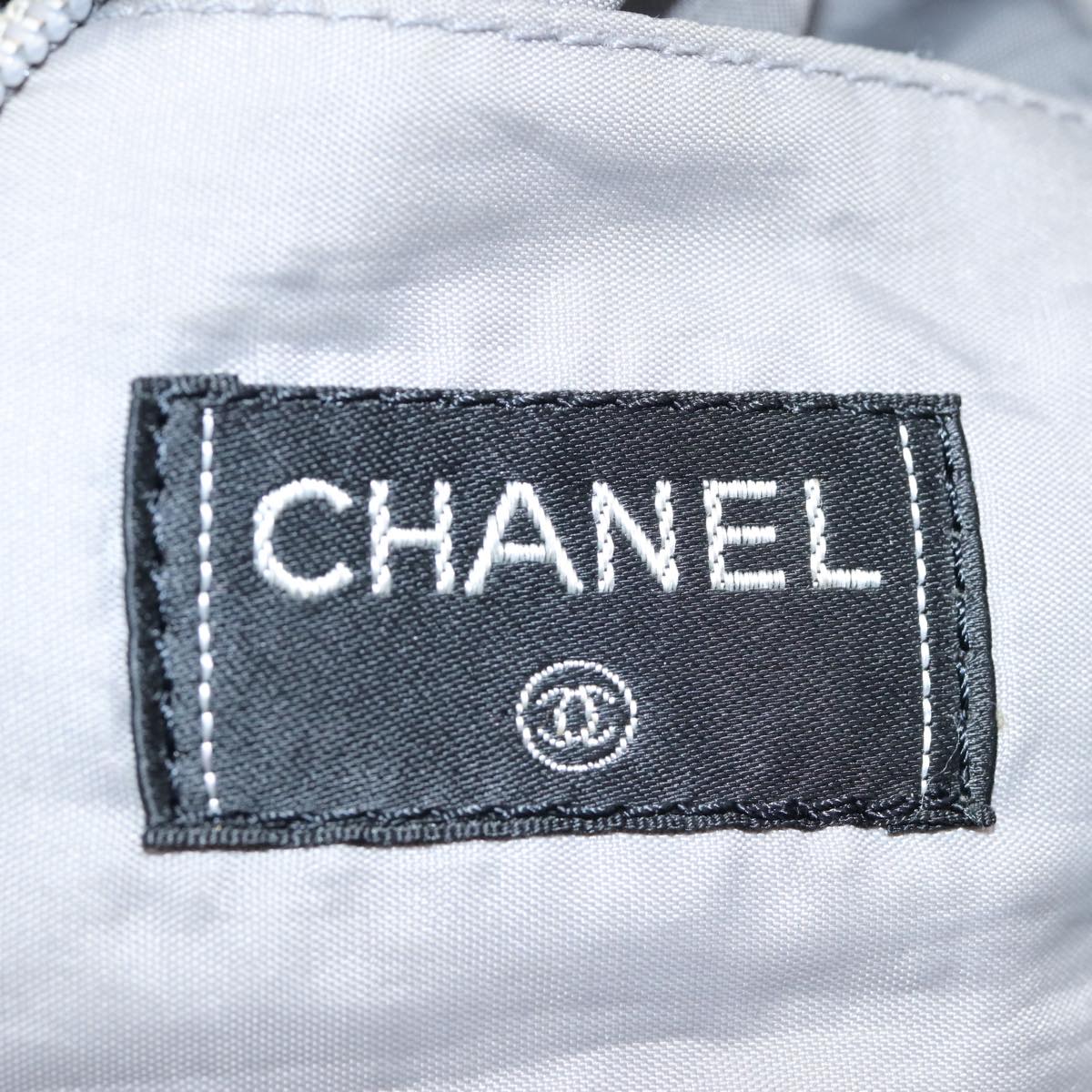 CHANEL Shoulder Bag Nylon Gray CC Auth yb651