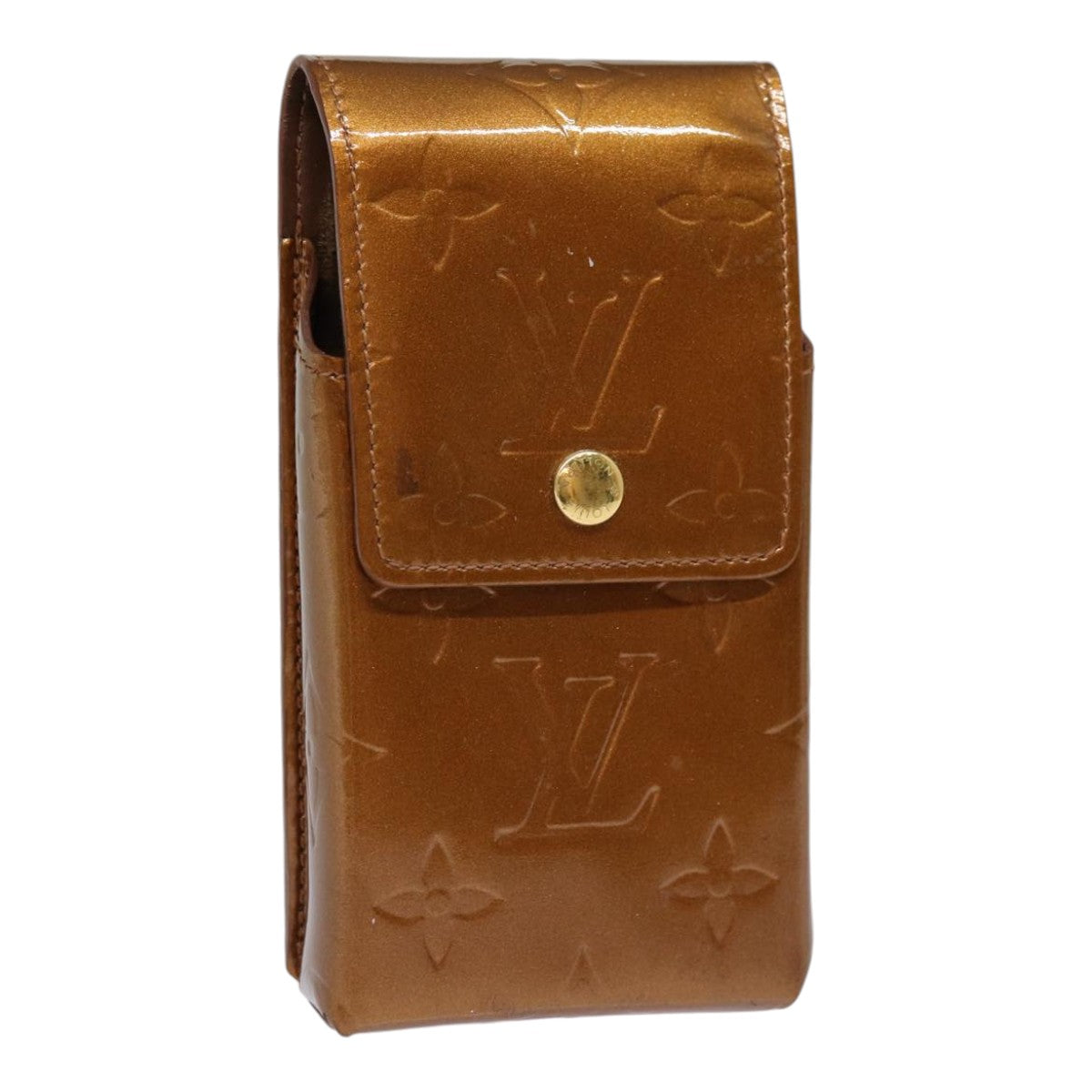 LOUIS VUITTON Monogram Vernis Cigarette Case Bronze M91156 LV Auth yb658