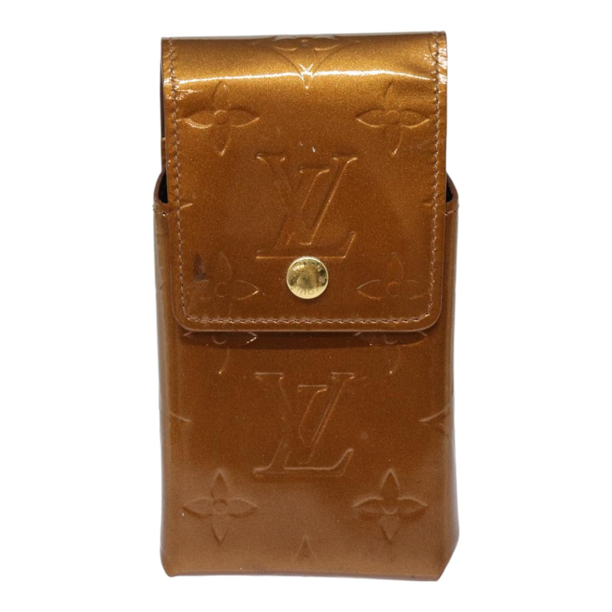 LOUIS VUITTON Monogram Vernis Cigarette Case Bronze M91156 LV Auth yb658