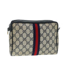 GUCCI GG Supreme Sherry Line Clutch Bag PVC Red Navy Auth yb662-1