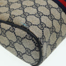 GUCCI GG Supreme Sherry Line Clutch Bag PVC Red Navy Auth yb662-7