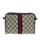 GUCCI GG Supreme Sherry Line Clutch Bag PVC Red Navy Auth yb662-2