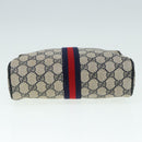 GUCCI GG Supreme Sherry Line Clutch Bag PVC Red Navy Auth yb662-6