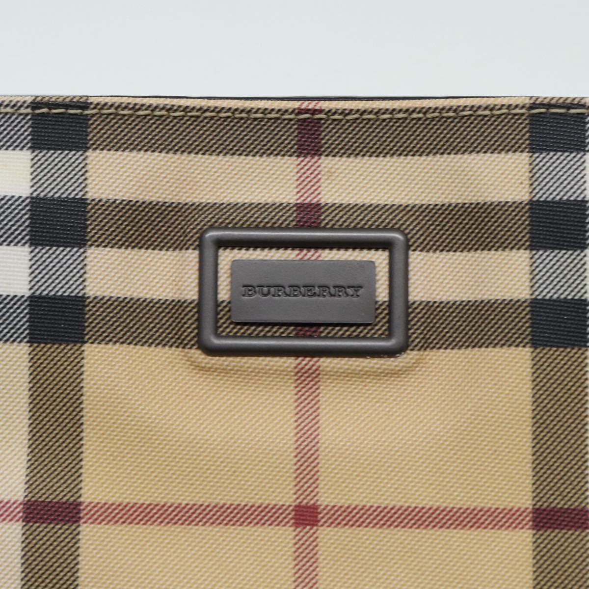 BURBERRY Nova Check Hand Bag PVC Beige Silver Auth yb666