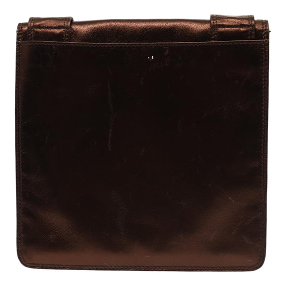 CHANEL Shoulder Bag Leather Bronze Gold CC Auth yb676