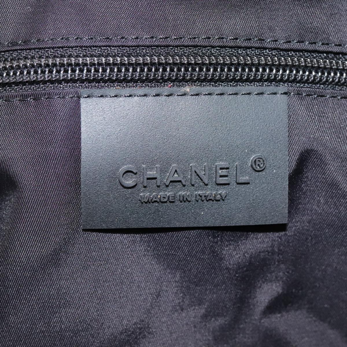 CHANEL Sports Line Boston Bag Nylon Black Silver CC Auth yb680