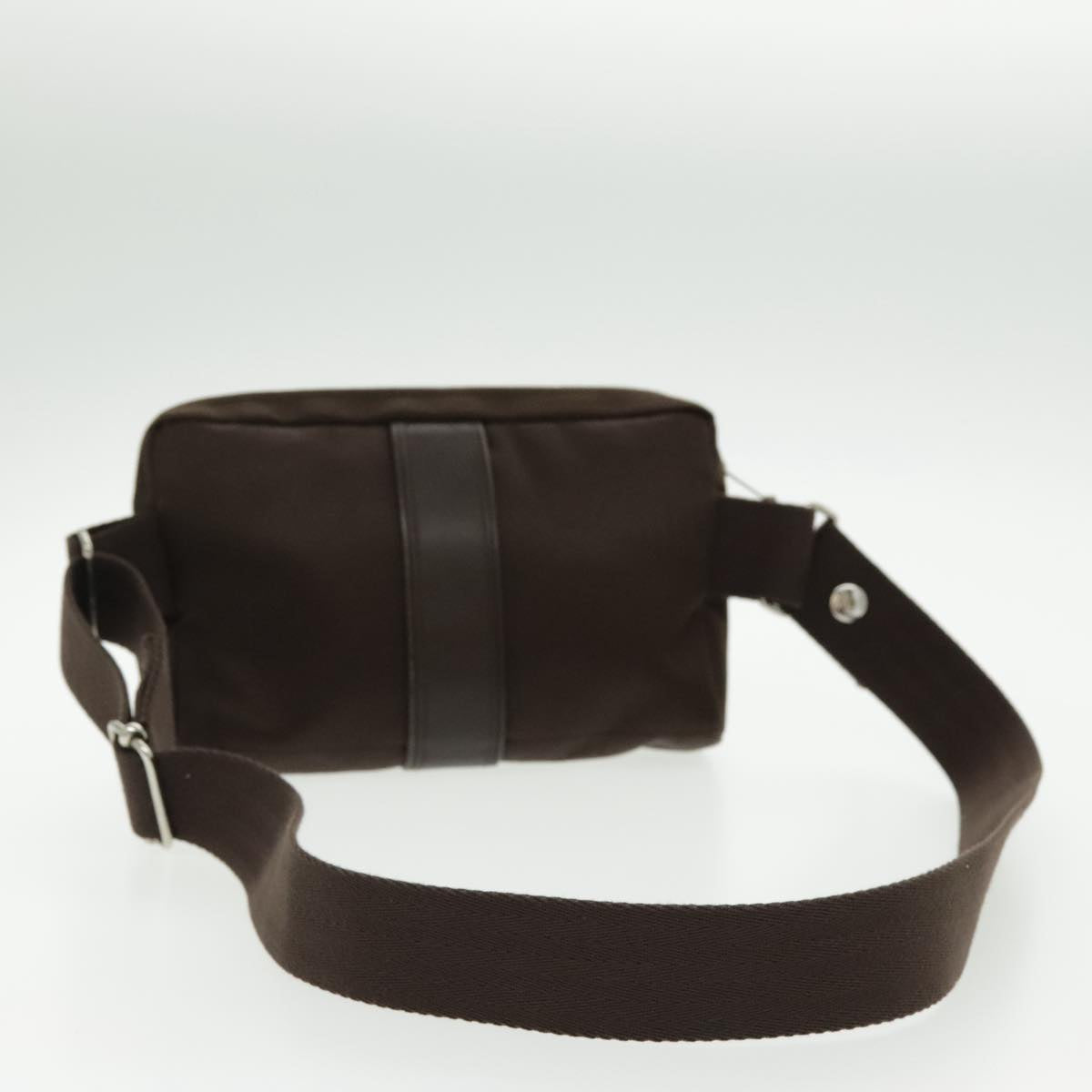 HERMES Akapu Luco Waist bag Canvas Brown Auth yb698