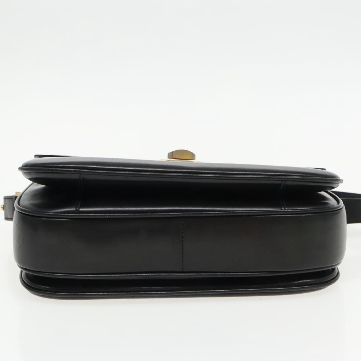 BALLY Shoulder Bag Leather Black Auth yb705