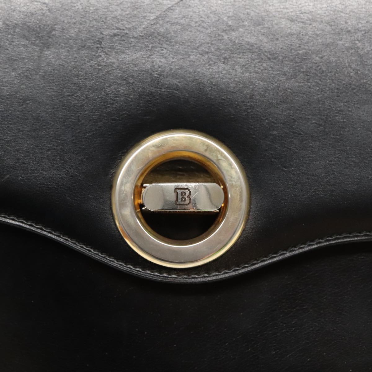 BALLY Shoulder Bag Leather Black Auth yb705