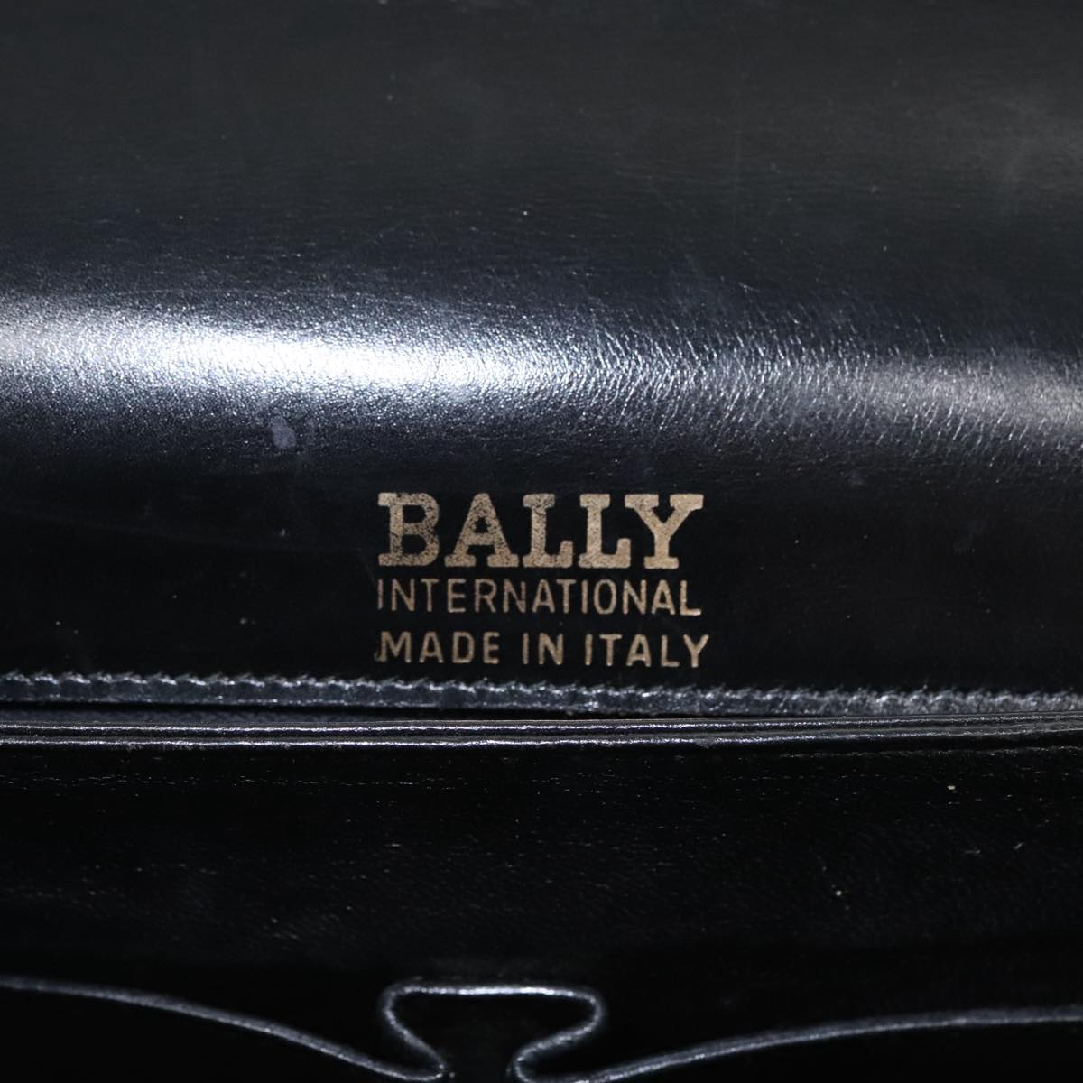 BALLY Shoulder Bag Leather Black Auth yb705