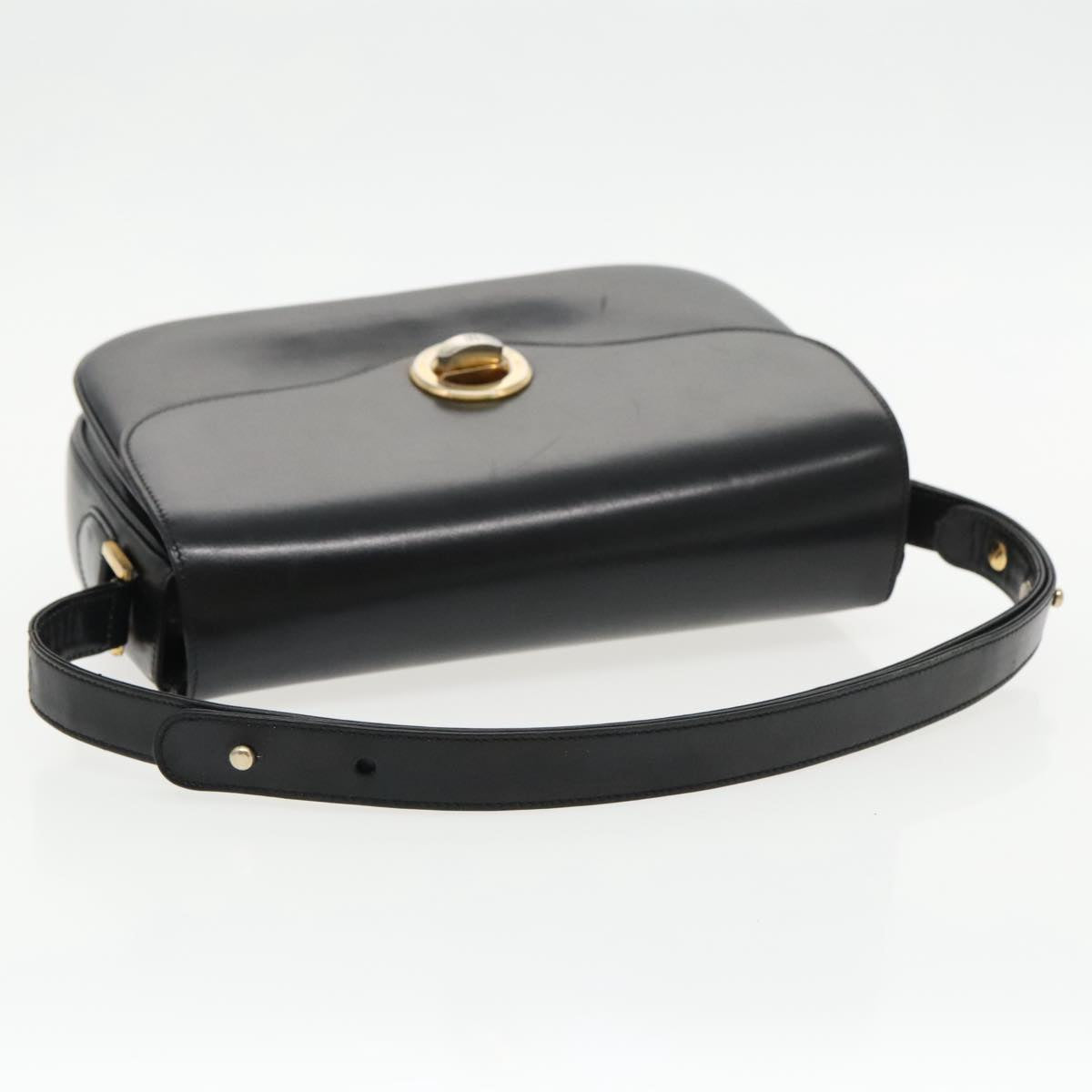 BALLY Shoulder Bag Leather Black Auth yb705