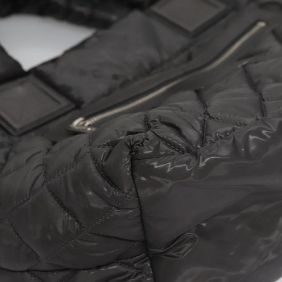 CHANEL Cococoon Hand Bag Nylon Black Silver CC Auth yb736