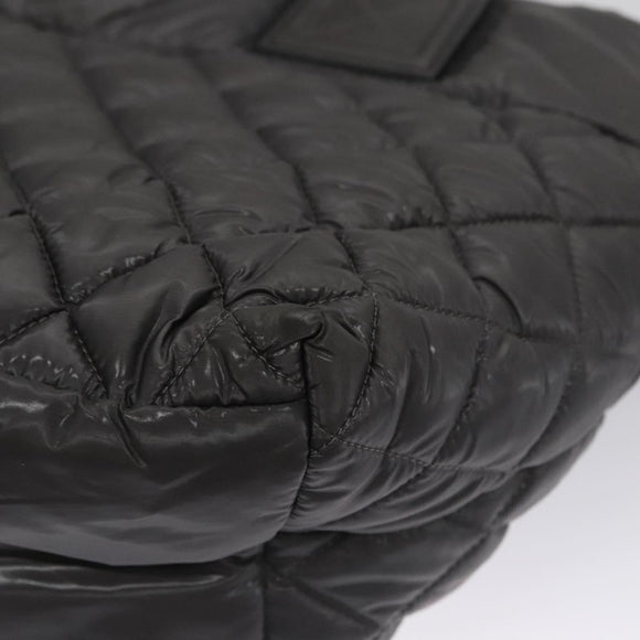 CHANEL Cococoon Hand Bag Nylon Black Silver CC Auth yb736