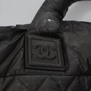 CHANEL Cococoon Hand Bag Nylon Black Silver CC Auth yb736-14