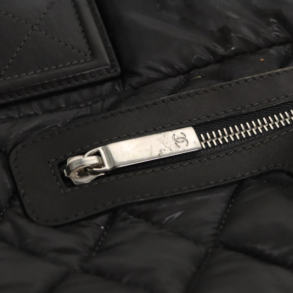 CHANEL Cococoon Hand Bag Nylon Black Silver CC Auth yb736