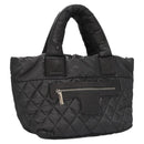 CHANEL Cococoon Hand Bag Nylon Black Silver CC Auth yb736-1