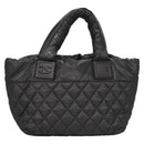 CHANEL Cococoon Hand Bag Nylon Black Silver CC Auth yb736-3