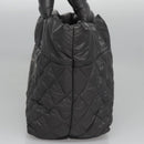 CHANEL Cococoon Hand Bag Nylon Black Silver CC Auth yb736-4