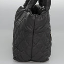 CHANEL Cococoon Hand Bag Nylon Black Silver CC Auth yb736-5