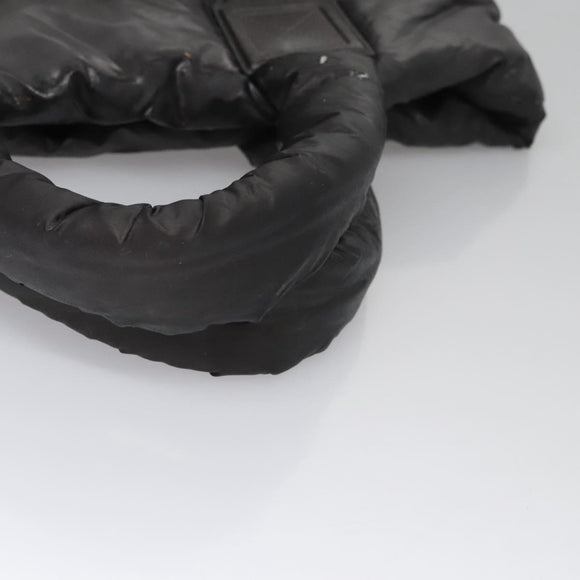 CHANEL Cococoon Hand Bag Nylon Black Silver CC Auth yb736