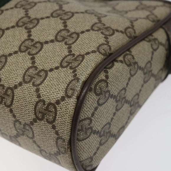 GUCCI GG Supreme Web Sherry Line Clutch Bag PVC Beige Green 56 01 012 Auth yb747