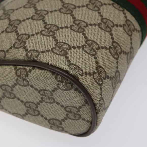 GUCCI GG Supreme Web Sherry Line Clutch Bag PVC Beige Green 56 01 012 Auth yb747