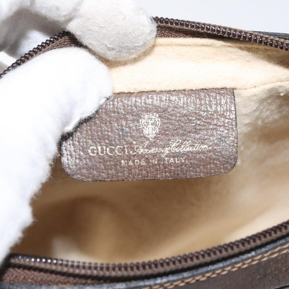 GUCCI GG Supreme Web Sherry Line Clutch Bag PVC Beige Green 56 01 012 Auth yb747