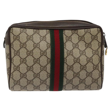 GUCCI GG Supreme Web Sherry Line Clutch Bag PVC Beige Green 56 01 012 Auth yb747 - 0