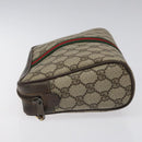 GUCCI GG Supreme Web Sherry Line Clutch Bag PVC Beige Green 56 01 012 Auth yb747-4