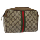 GUCCI GG Supreme Web Sherry Line Clutch Bag PVC Beige Green 01 012 53 Auth yb748-1
