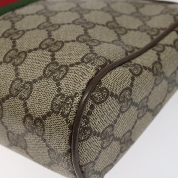 GUCCI GG Supreme Web Sherry Line Clutch Bag PVC Beige Green 01 012 53 Auth yb748